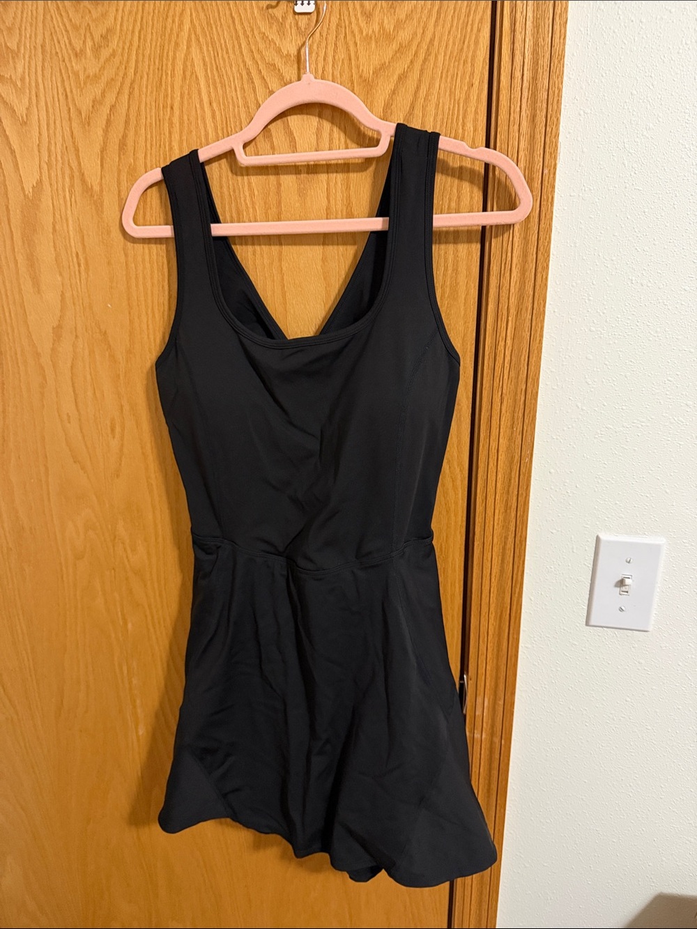 HALARA Black Scoop Neck Skater Mini Dress with shorts